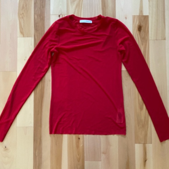 NWOT Aritzia Wilfred Kristen Mesh Long Sleeve Red - Picture 2 of 2
